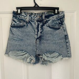 Denim Blue Distressed Women Shorts